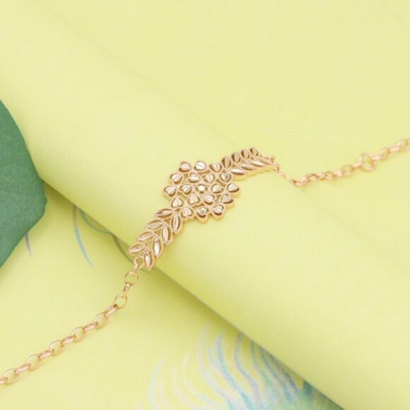 "Elegant Floral Leaf Rose Gold Bracelet with Adjustable, XPBL1137 - Picture 4 of 13